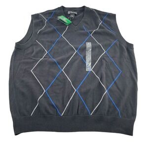 Pro Tour Men's Sweater Sweater Vest Caviar size XL Argyle Golf Pullover‎ NWT